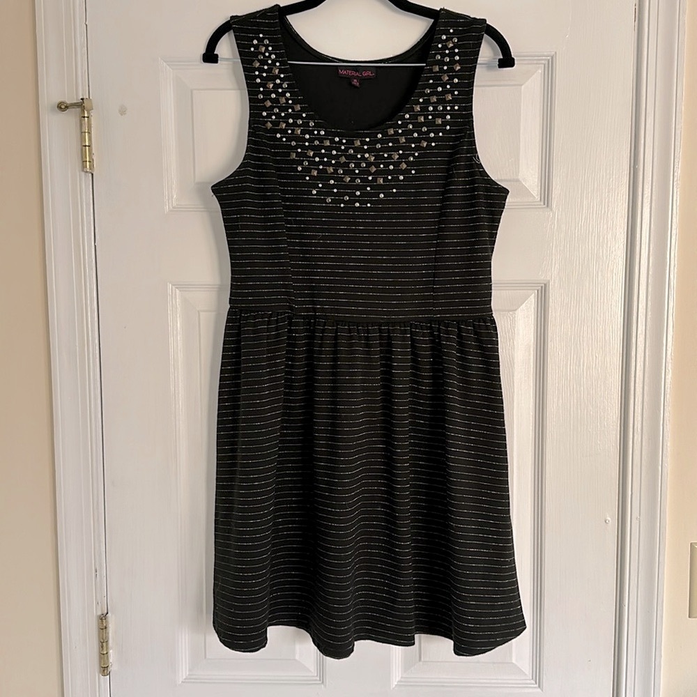Black Holiday Dress with Gold and Silver Embellishment